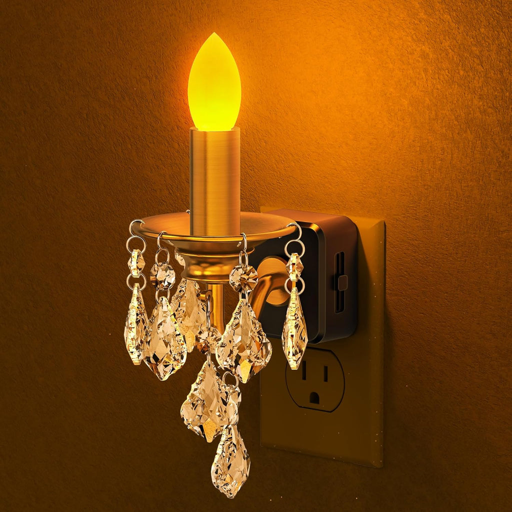 Candle Lamp With Hanging Crystal Decor