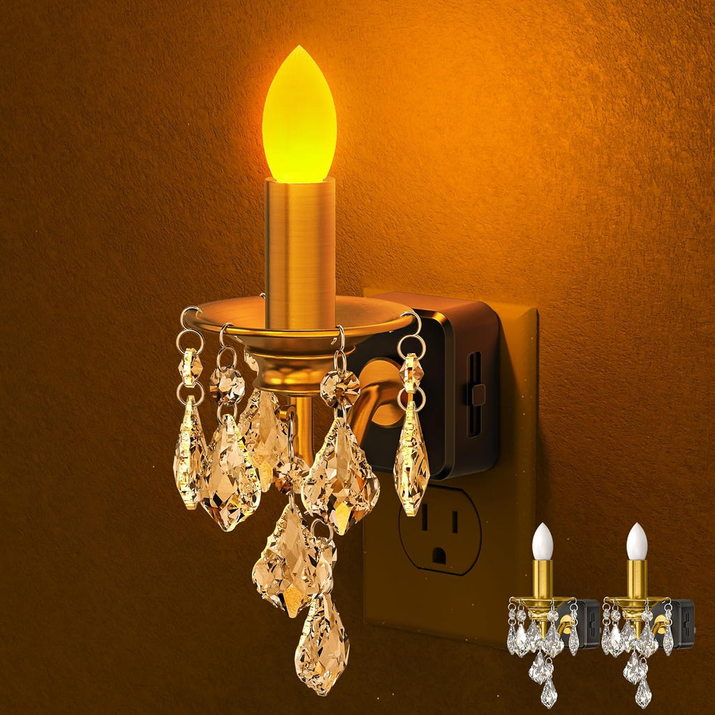 Candle Lamp With Hanging Crystal Decor