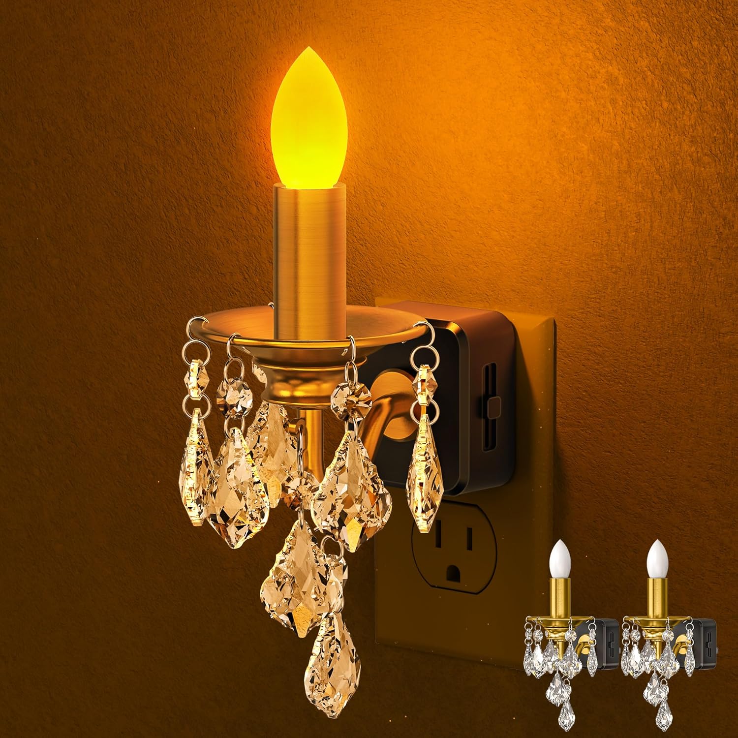 Candle Lamp With Hanging Crystal Decor